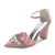 Women's Silk Satin Ankle Strap Rhinestone Closed Toe Chunky Heel Party Shoes