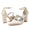 Women's Silk Satin Ankle Strap Rhinestone Closed Toe Chunky Heel Wedding Shoes