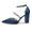 Women's Silk Satin Ankle Strap Rhinestone Closed Toe Chunky Heel Wedding Shoes