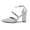Women's Silk Satin Ankle Strap Rhinestone Closed Toe Chunky Heel Wedding Shoes
