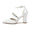 Women's Silk Satin Ankle Strap Rhinestone Closed Toe Chunky Heel Wedding Shoes