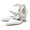 Women's Silk Satin Ankle Strap Rhinestone Closed Toe Chunky Heel Wedding Shoes