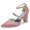 Women's Silk Satin Ankle Strap Rhinestone Closed Toe Chunky Heel Wedding Shoes
