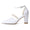 Women's Silk Satin With Lace Closed Toe Ankle Strap Chunky Heel Evening Shoes With Pearl