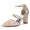 Women's Silk Satin With Lace Closed Toe Ankle Strap Chunky Heel Evening Shoes With Pearl