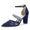 Women's Silk Satin With Lace Closed Toe Ankle Strap Chunky Heel Evening Shoes With Pearl