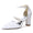 Women's Silk Satin With Lace Closed Toe Ankle Strap Chunky Heel Evening Shoes With Pearl