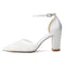 Women's Silk Satin With Lace Closed Toe Ankle Strap Chunky Heel Evening Shoes