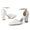 Women's Silk Satin With Lace Closed Toe Ankle Strap Chunky Heel Evening Shoes
