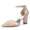 Women's Silk Satin With Lace Closed Toe Ankle Strap Chunky Heel Evening Shoes
