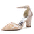 Women's Silk Satin With Lace Closed Toe Ankle Strap Chunky Heel Evening Shoes