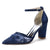 Women's Silk Satin With Lace Closed Toe Ankle Strap Chunky Heel Evening Shoes