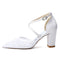 Women's Lace Silk Satin With Closed Toe Ankle Strap Chunky Heel Evening Shoes