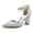 Women's Silk Satin With Ankle Strap Pearl Rhinestone Tassel Closed Toe Chunky Heel Wedding Shoes