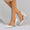 Women's Silk Satin With Lace-up Ankle Strap Pearl Closed Toe Chunky Heel Wedding Shoes
