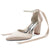 Women's Silk Satin With Lace-up Ankle Strap Pearl Closed Toe Chunky Heel Wedding Shoes