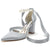 Women's Silk Satin With Lace-up Ankle Strap Pearl Closed Toe Chunky Heel Wedding Shoes