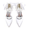 Women's Silk Satin With Ankle Strap Lace-up Pearl Closed Toe Chunky Heel Wedding Shoes