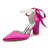 Women's Silk Satin With Ankle Strap Lace-up Pearl Closed Toe Chunky Heel Wedding Shoes