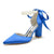 Women's Silk Satin With Ankle Strap Lace-up Pearl Closed Toe Chunky Heel Wedding Shoes