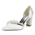 Women's Silk Satin Closed Toe With Pearl Chunky Heel Wedding Shoes