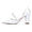 Women's Silk Satin Closed Toe With Pearl Chunky Heel Wedding Shoes