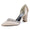 Women's Silk Satin Closed Toe Rhinestone Chunky Heel Wedding Shoes
