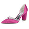 Women's Silk Satin Closed Toe Rhinestone Chunky Heel Wedding Shoes