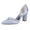 Women's Silk Satin Closed Toe Rhinestone Chunky Heel Wedding Shoes