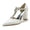 Women's Silk Satin Ankle Strap Rhinestone Chunky Heel Closed Toe Wedding Shoes