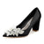 Women's Silk Satin With Flower Rhinestone Closed Toe Chunky Heel Evening Shoes