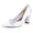 Women's Silk Satin Closed Toe With Rhinestone Chunky Heel Wedding Shoes