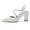 Women's Silk Satin Ankle Strap Rhinestone Closed Toe Chunky Heel Evening Shoes