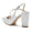 Women's Silk Satin Ankle Strap Rhinestone Closed Toe Chunky Heel Evening Shoes