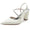 Women's Silk Satin Ankle Strap Rhinestone Closed Toe Chunky Heel Evening Shoes