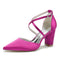 Women's Silk Satin With Ankle Strap Closed Toe Chunky Heel Wedding Shoes