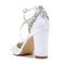 Women's Silk Satin Closed Toe With Ankle Strap Rhinestone Chunky Heel Evening Shoes