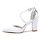Women's Silk Satin Closed Toe With Ankle Strap Rhinestone Chunky Heel Evening Shoes