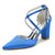 Women's Silk Satin Closed Toe With Ankle Strap Rhinestone Chunky Heel Evening Shoes