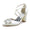 Women's Silk Satin With Ankle Strap Rhinestone Closed Toe Chunky Heel Wedding Shoes