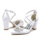 Women's Silk Satin With Ankle Strap Rhinestone Closed Toe Chunky Heel Party Shoes