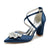 Women's Silk Satin With Ankle Strap Rhinestone Closed Toe Chunky Heel Party Shoes