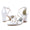 Women's Silk Satin With Ankle Strap Flower Closed Toe Chunky Heel Wedding Shoes
