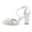 Women's Silk Satin With Ankle Strap Flower Pearl Rhinestone Closed Toe Chunky Heel Wedding Shoes