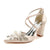 Women's Silk Satin With Ankle Strap Flower Pearl Rhinestone Closed Toe Chunky Heel Wedding Shoes