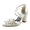 Women's Silk Satin With Ankle Strap Flower Pearl Rhinestone Closed Toe Chunky Heel Wedding Shoes