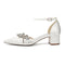 Women's Silk Satin With Closed Toe Ankle Strap Chunky Heel Evening Shoes With Rhinestone