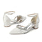 Women's Silk Satin With Closed Toe Ankle Strap Chunky Heel Evening Shoes With Rhinestone