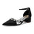Women's Silk Satin With Closed Toe Ankle Strap Chunky Heel Evening Shoes With Rhinestone