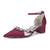 Women's Silk Satin With Closed Toe Ankle Strap Chunky Heel Evening Shoes With Rhinestone